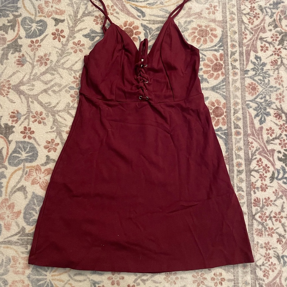 Urban Outfitters Maroon Lace Up Mini Dress, Size S